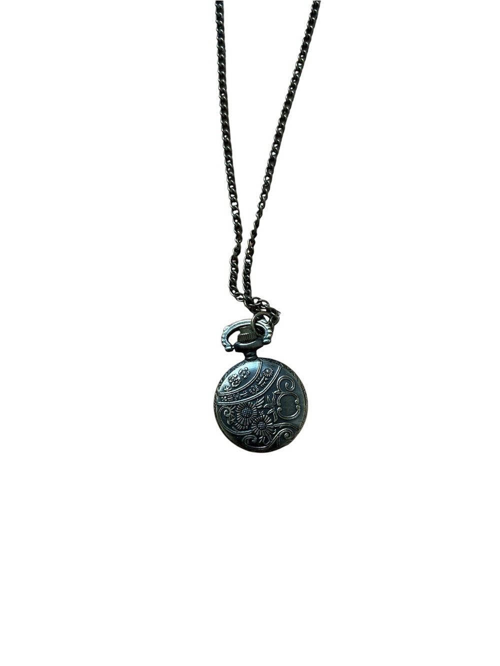 Vintage-Style Heart Locket Pocket Watch Necklace in Antiqued Bronze - Picture 3 of 4